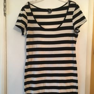Black/white striped dress
